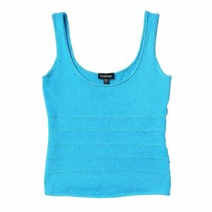 Bebe Y2K Turquoise Tank Top Ribbed Stretch Fitted Size M